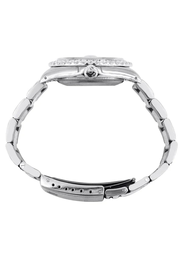Diamond Rolex Datejust Watch 16200 | 36MM | Full Diamond Color Roman Dial | Stainless Steel | Oyster Band