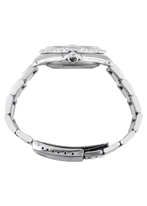 Diamond Rolex Datejust Watch 16200 for Men | 36MM | Full Diamond Roman Dial | Stainless Steel | Oyster Band