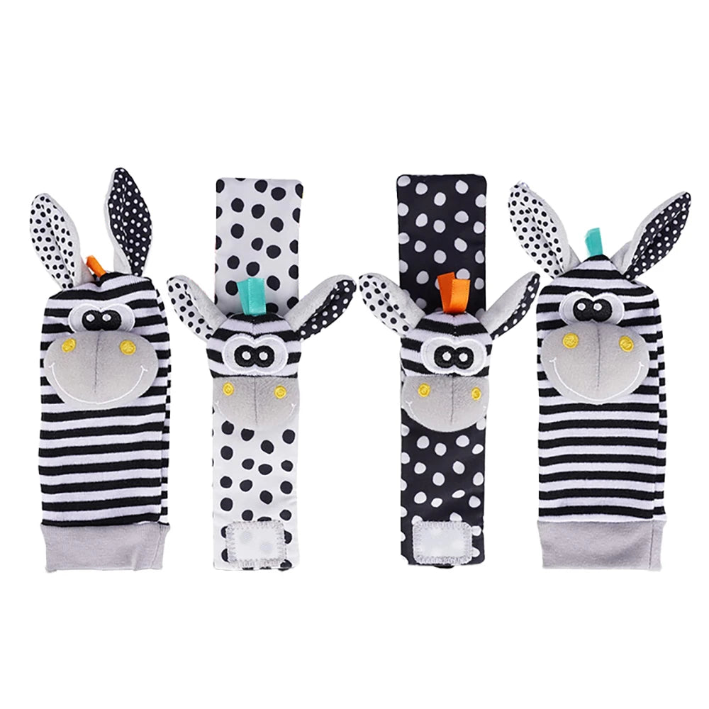 4pcs Baby Wrist & Foot Rattle Socks Set