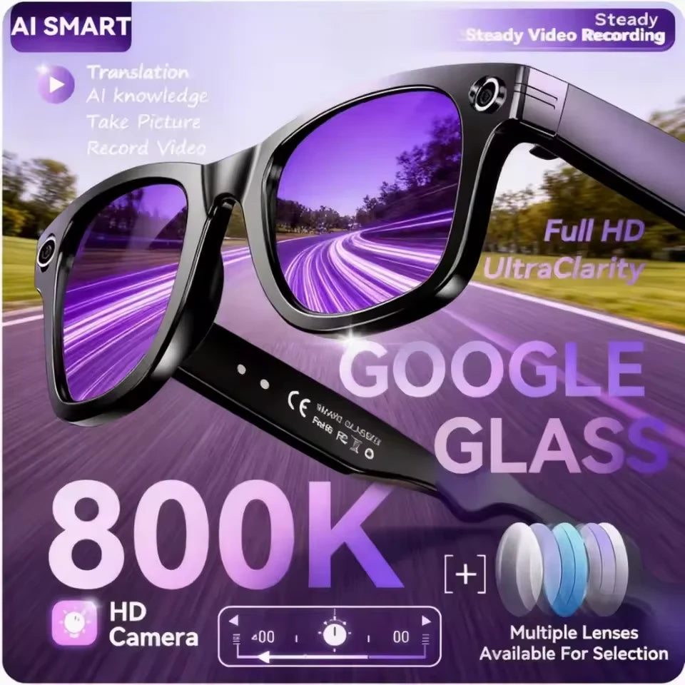 800W AI Smart Camera Glasses – Men’s Color-Changing Sunglasses