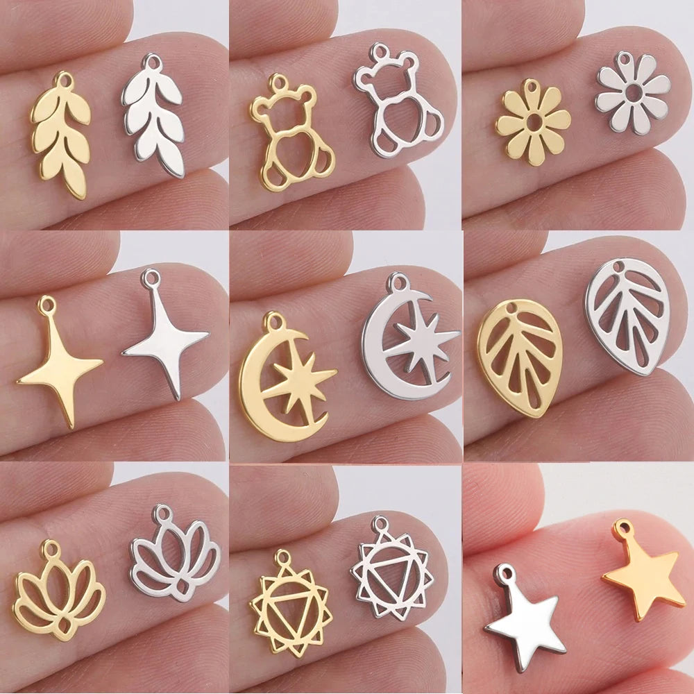 5pcs Stainless Steel Mini Charms for Jewelry Making