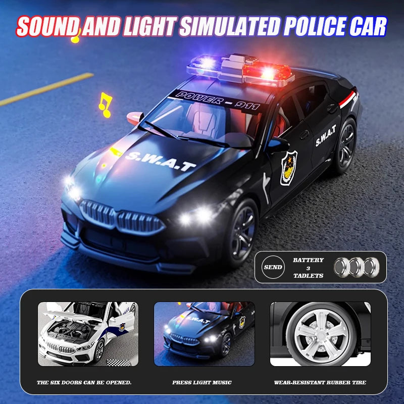 1:32 Simulation BMW M8 Police Car Toy (Sound & Light)