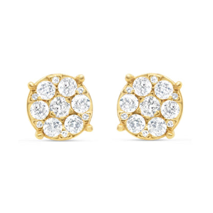 14K Yellow Gold | Round Diamond Earrings | .97CTW | 8MM