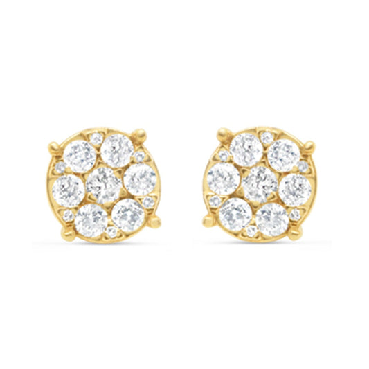 14K Yellow Gold | Round Diamond Earrings | .97CTW | 8MM
