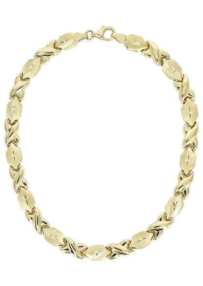 YELLOW GOLD "XO" NECKLACE & BRACELET SET FOR WOMEN 10K/14K APPX 17.1 GRAMS