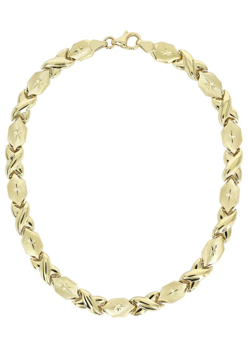 YELLOW GOLD "XO" NECKLACE & BRACELET SET FOR WOMEN 10K/14K APPX 17.1 GRAMS