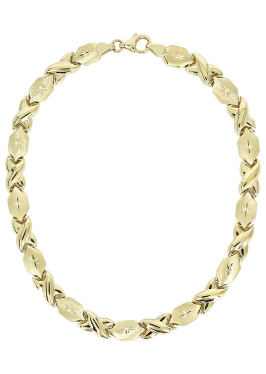 YELLOW GOLD "XO" NECKLACE FOR WOMEN 10K/14K