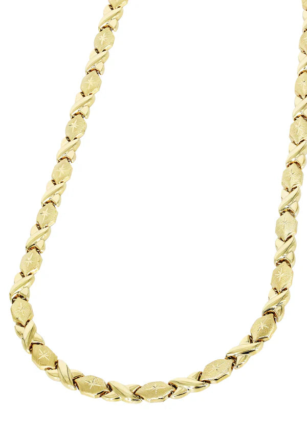 YELLOW GOLD "XO" NECKLACE FOR WOMEN 10K/14K