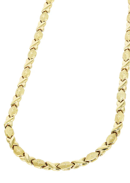 YELLOW GOLD "XO" NECKLACE FOR WOMEN 10K/14K