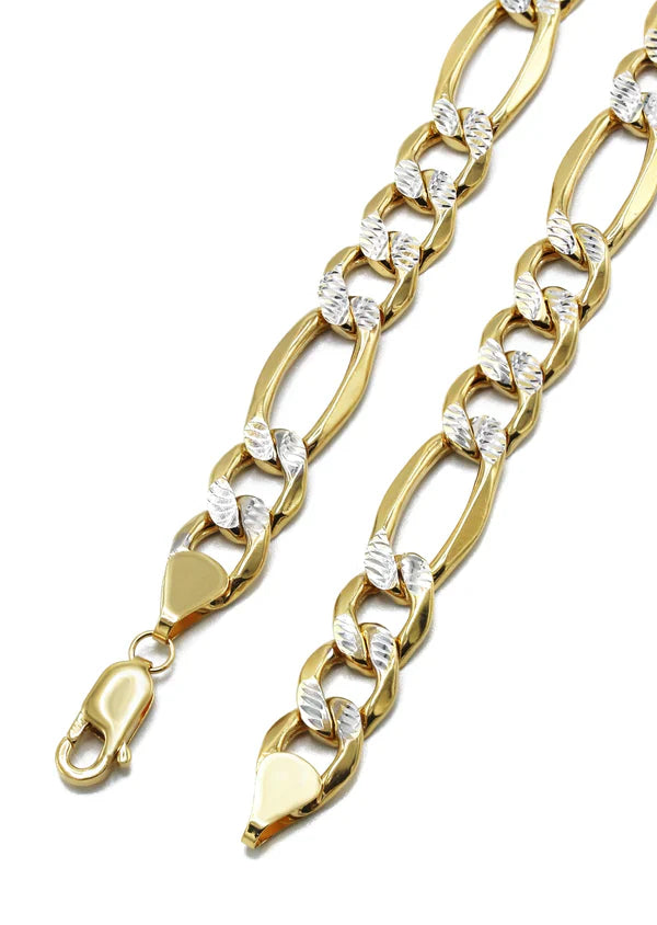Mens Diamond Cut Hollow Figaro Chain 10K/14K - Yellow Gold