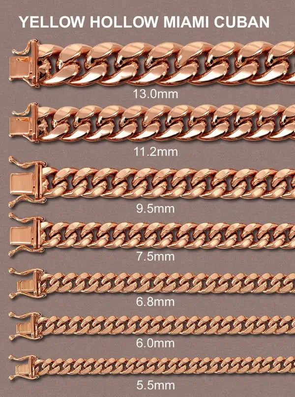 Hollow Miami Gold Cuban Link Chain 14K - Rose Gold