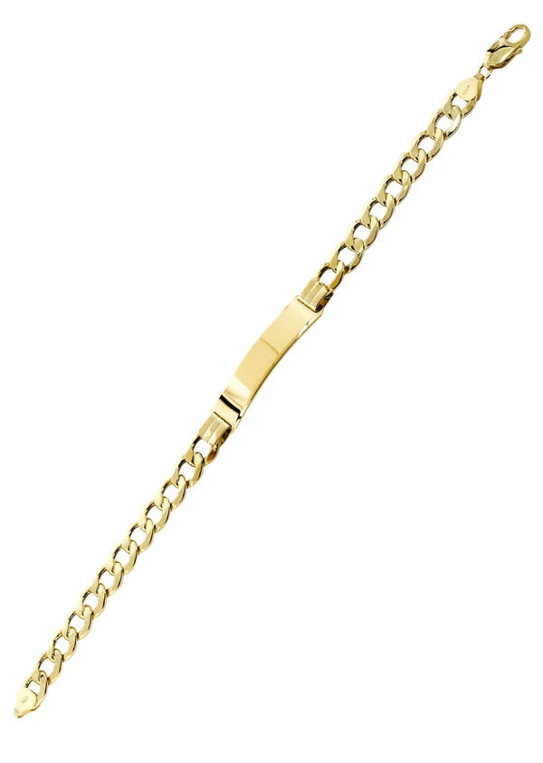 Childrens Hollow ID Cuban Bracelet | 10K/14K | Yellow Gold