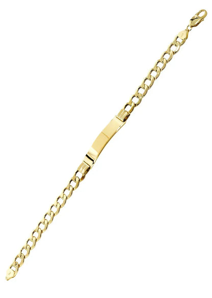 Childrens Hollow ID Cuban Bracelet | 10K/14K | Yellow Gold
