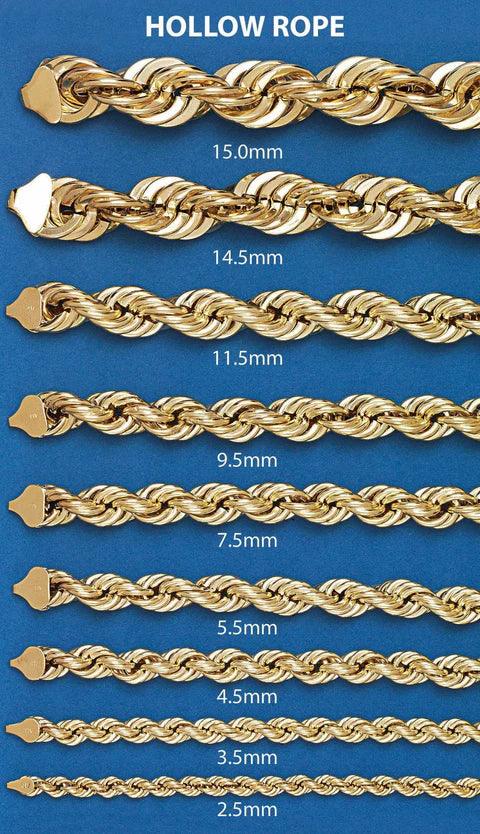 Hollow Gold Rope Chain 10K/14K - Yellow Gold