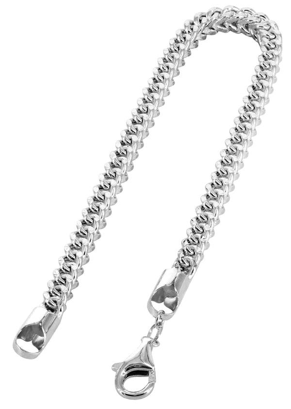 Hollow Diamond Cut Franco Bracelet 10K/14K - White Gold