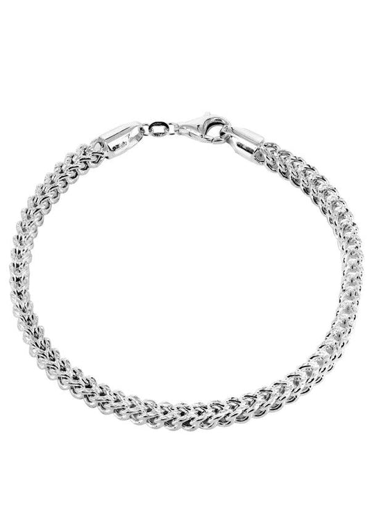 Hollow Diamond Cut Franco Bracelet 10K/14K - White Gold