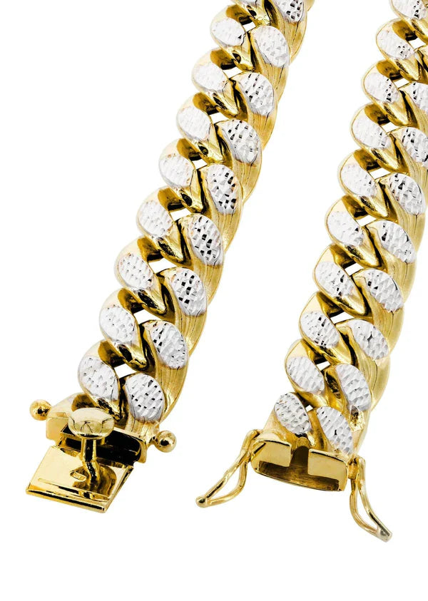 Hollow Diamond Cut Miami Cuban Link Chain 10K/14K - Yellow Gold