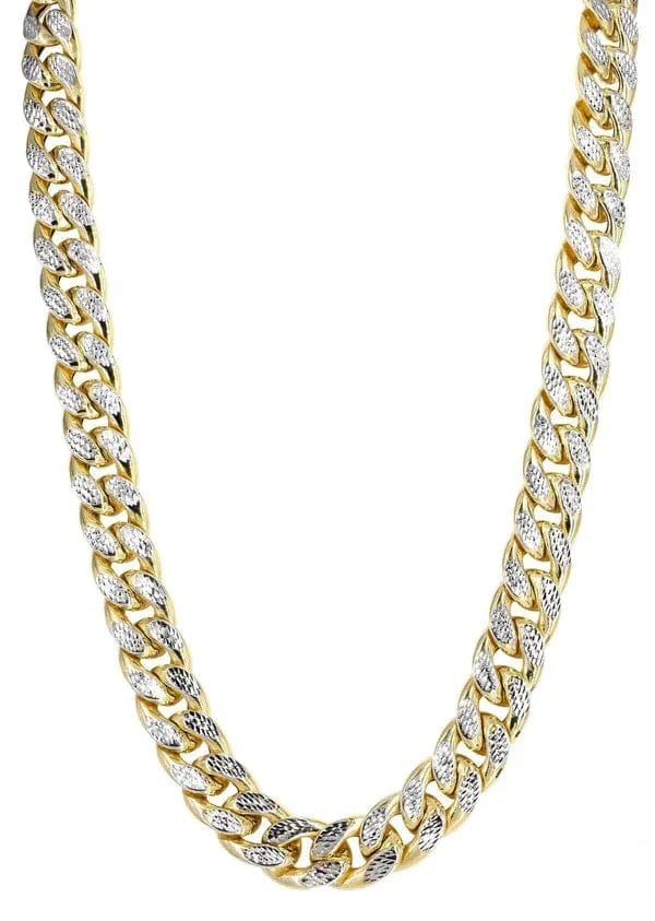 Hollow Diamond Cut Miami Cuban Link Chain 10K/14K - Yellow Gold