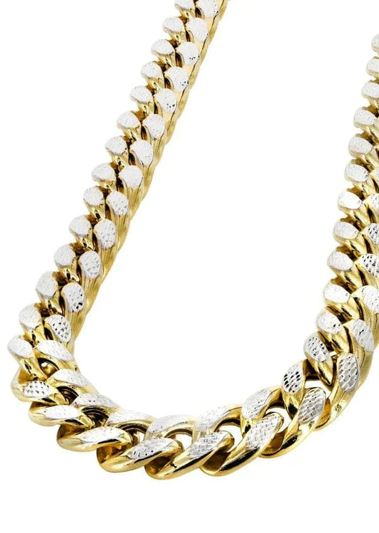 Hollow Diamond Cut Miami Cuban Link Chain 10K/14K - Yellow Gold