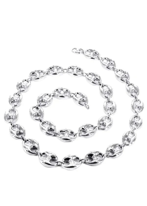 Hollow Puff Gucci Chain 10K/14K - White Gold