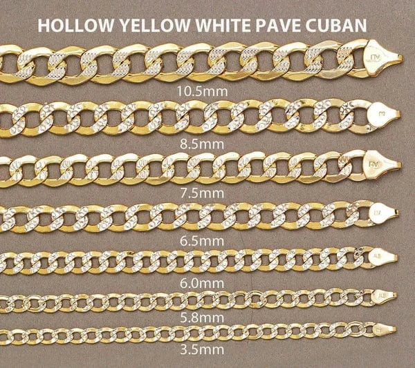 Hollow Diamond Cut Cuban Bracelet 10K/14K - Yellow Gold