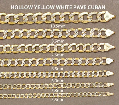 Hollow Diamond Cut Cuban Bracelet 10K/14K - Yellow Gold