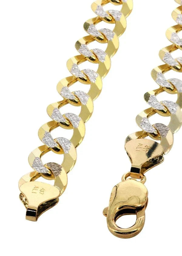 Hollow Diamond Cut Cuban Bracelet 10K/14K - Yellow Gold