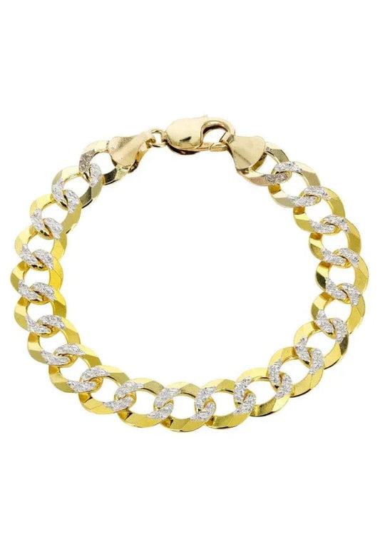 Hollow Diamond Cut Cuban Bracelet 10K/14K - Yellow Gold