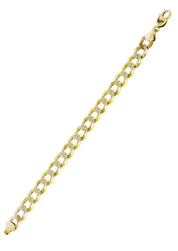 Hollow Diamond Cut Cuban Bracelet 10K/14K - Yellow Gold