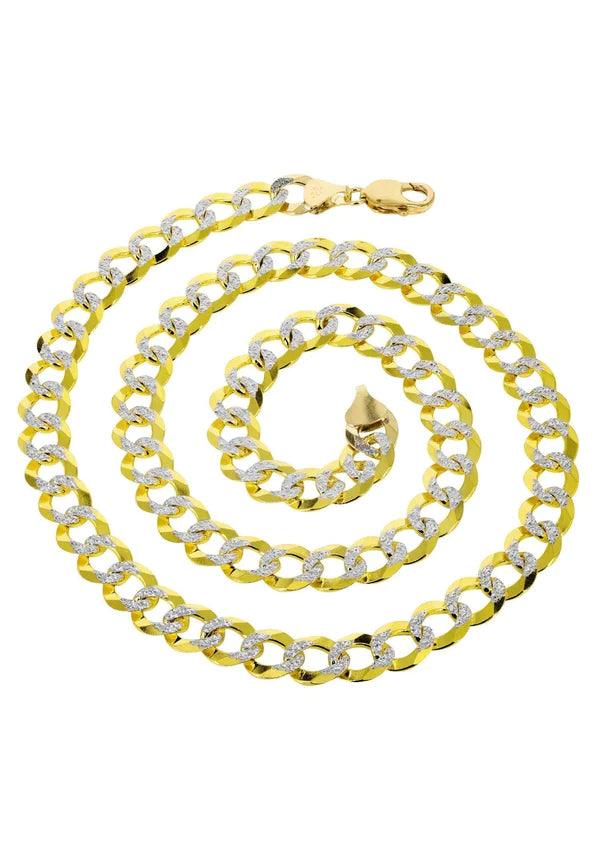 Hollow Diamond Cut Cuban Link Chain 10K/14K - Yellow Gold