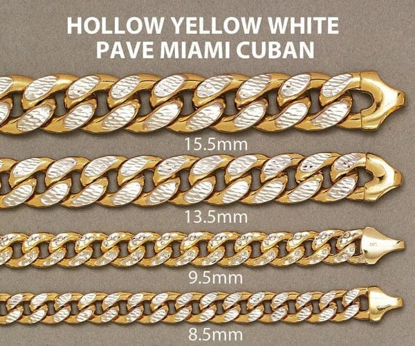 Hollow Diamond Cut Miami Cuban Link Bracelet 10K/14K - Yellow Gold