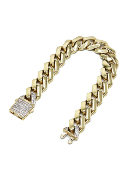 Hollow Monaco Miami Cuban Link Bracelet 10K/14K - Yellow Gold