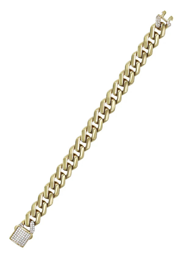 Hollow Monaco Miami Cuban Link Bracelet 10K/14K - Yellow Gold