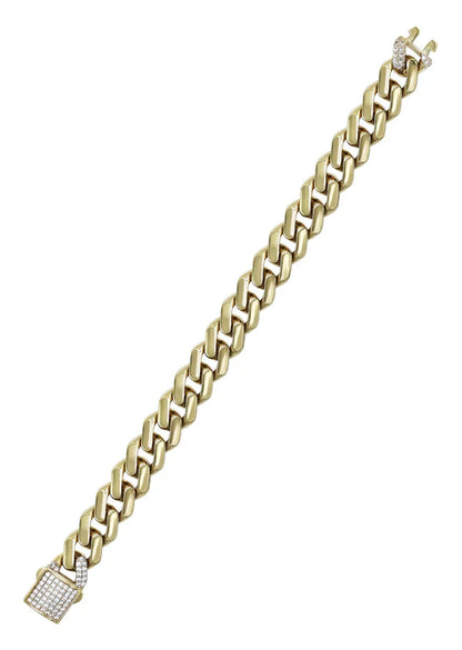 Hollow Monaco Miami Cuban Link Bracelet 10K/14K - Yellow Gold