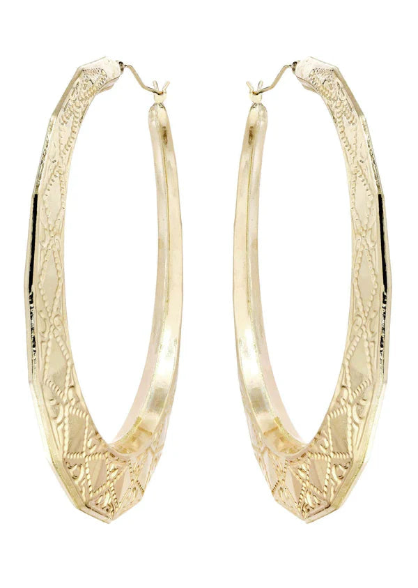 10K Gold Stop Sign Hoop Earrings | Customizable Size