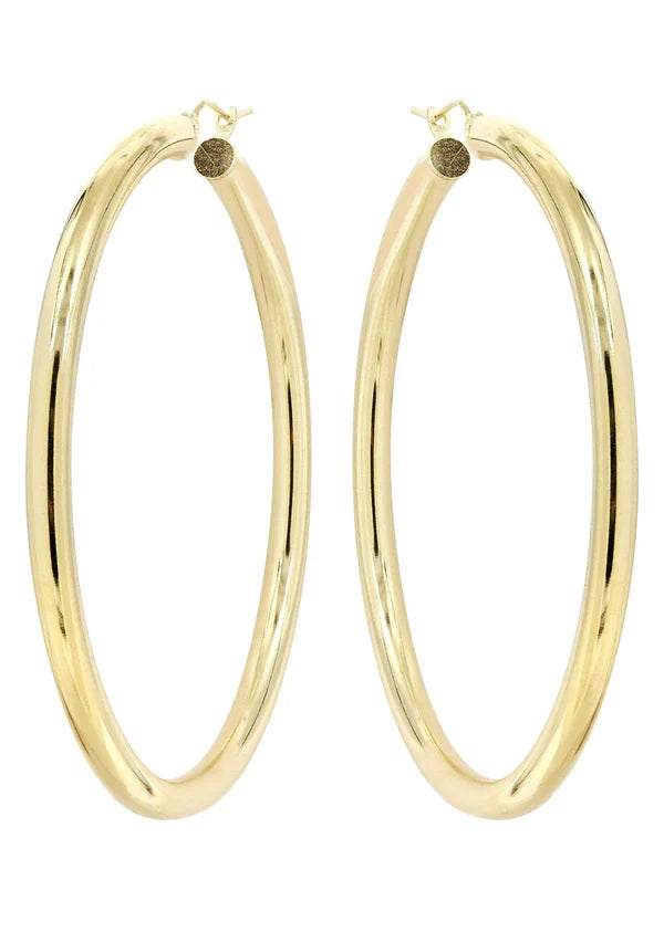 10K Gold Plain Hoop Hoop Earrings | Customizable Size