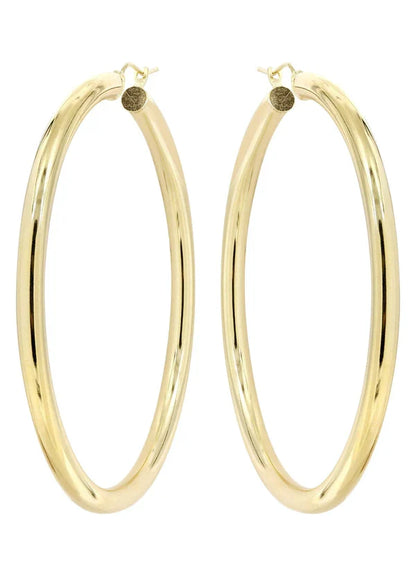 10K Gold Plain Hoop Hoop Earrings | Customizable Size