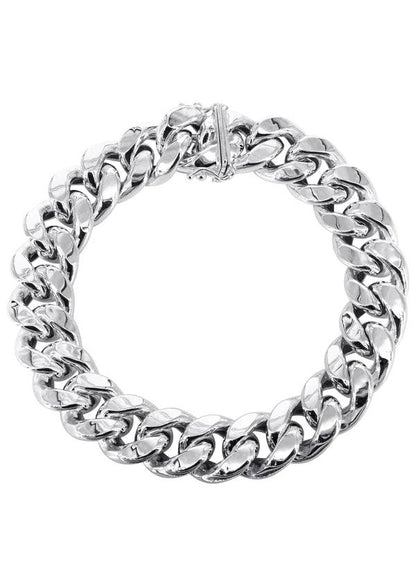 Hollow Miami Cuban Link Bracelet 10K/14K - White Gold