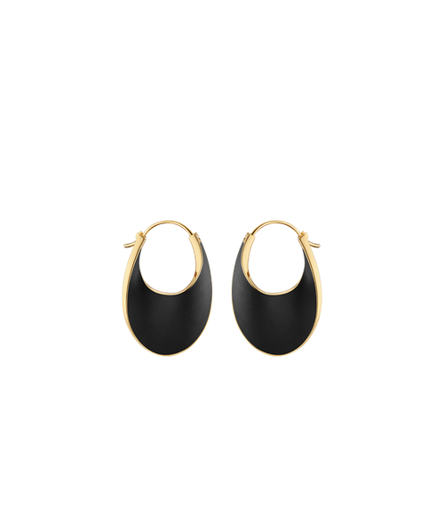 Éole Slim Hoop Earrings - Black Leather