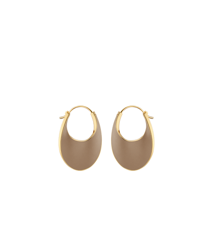 Éole Slim Hoop Earrings - Taupe Leather