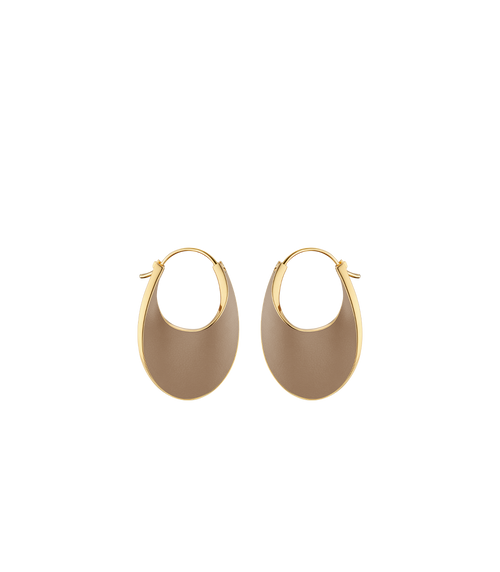 Éole Slim Hoop Earrings - Taupe Leather