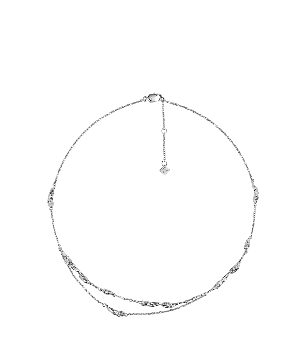 Eroz Double Chain - Silver in rhodium-plated brass