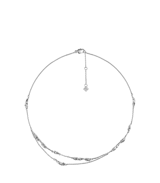 Eroz Double Chain - Silver in rhodium-plated brass