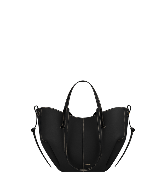 Cyme Mini - Textured Black with Ecru Stitching