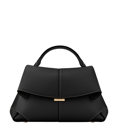 Mokki - Textured Black with Ecru Stitching