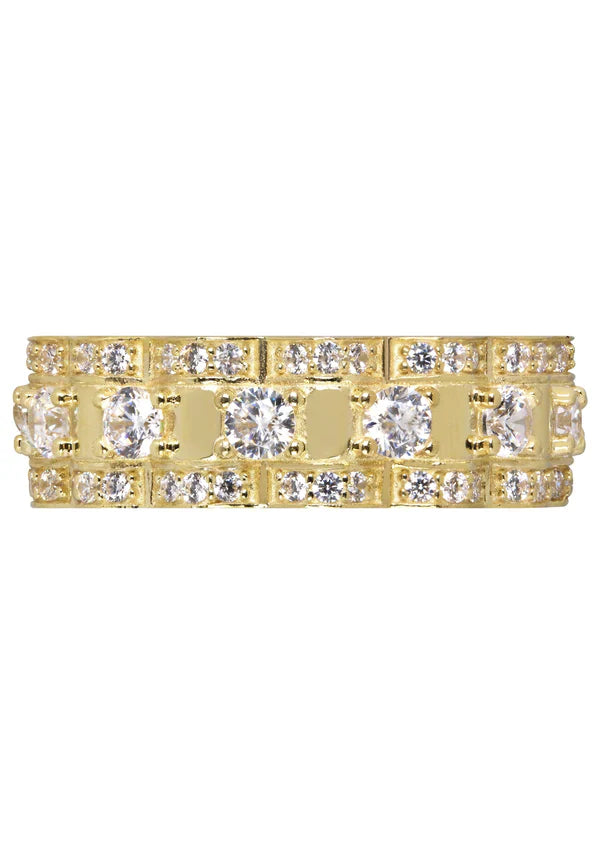 Mens Eternity Wedding Band Pinky Ring | 10K Solid Yellow Gold | Style #2
