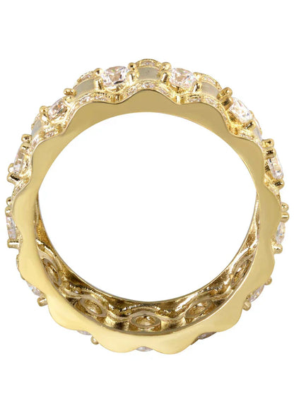 Mens Eternity Wedding Band Pinky Ring | 10K Solid Yellow Gold | Style #2
