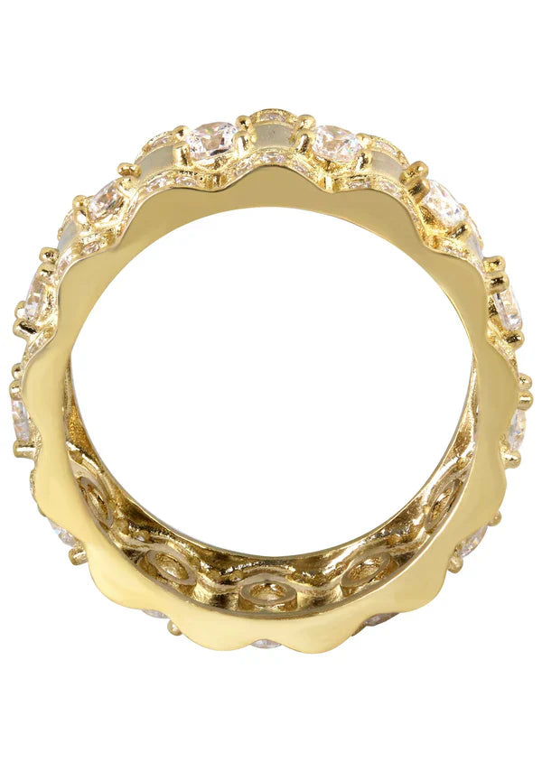 Mens Eternity Wedding BandPinky Ring | 10K Solid Yellow Gold | Style #1