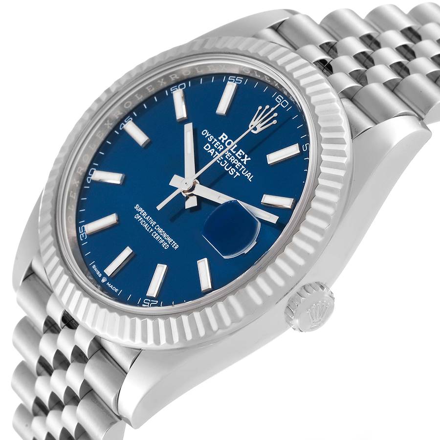 Diamond Rolex Datejust Watch 126334 | 41 MM | White Gold Blue Dial | Stainless Steel