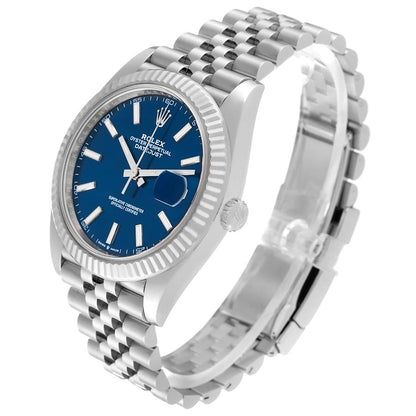 Diamond Rolex Datejust Watch 126334 | 41 MM | White Gold Blue Dial | Stainless Steel